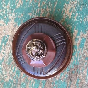 WHIMSY HOUSE I Upcycled Elegant Brown & Copper Vintage Button Brooch Pin